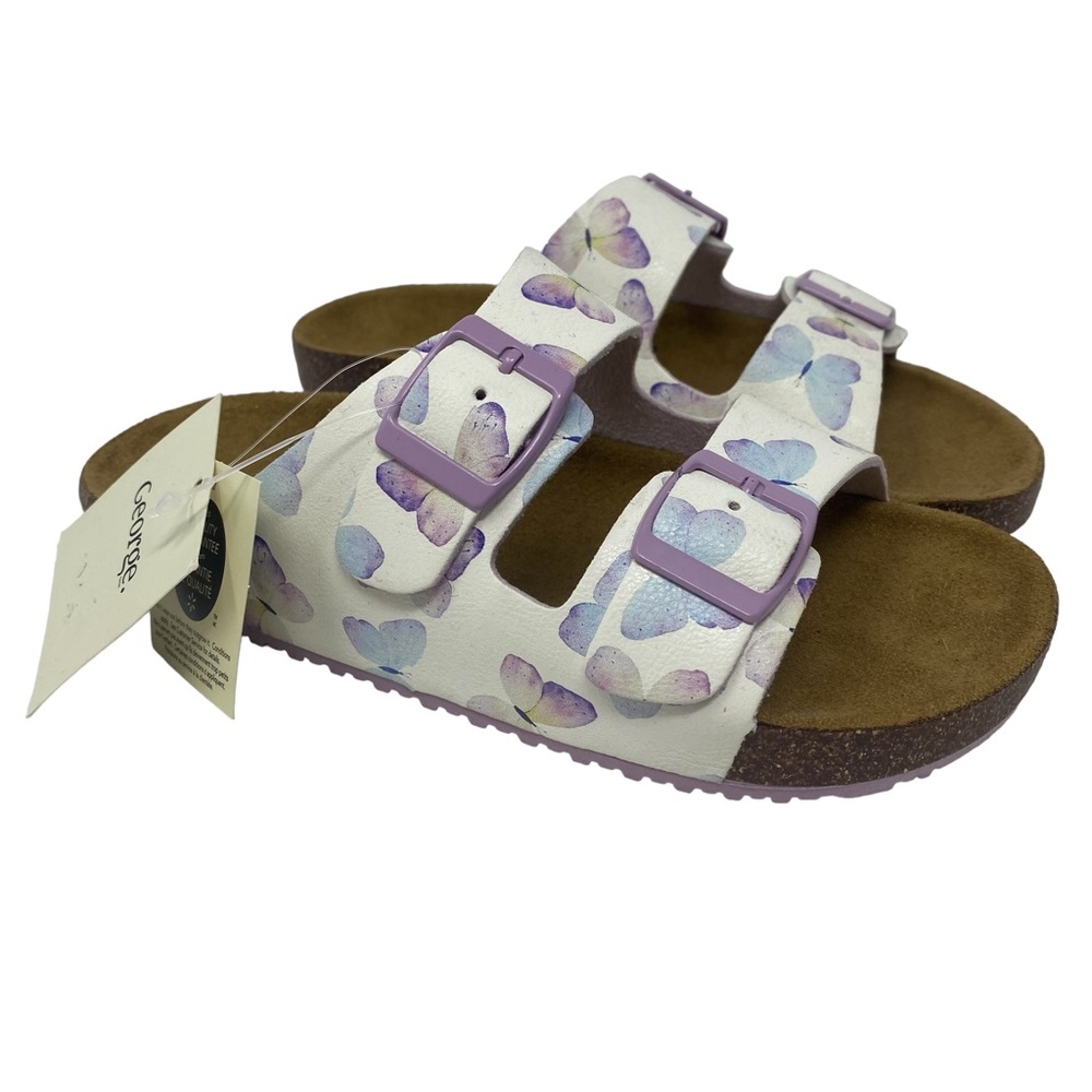 George Girls 2 Strap Buckle Butterfly Sandals Size 1 NWT